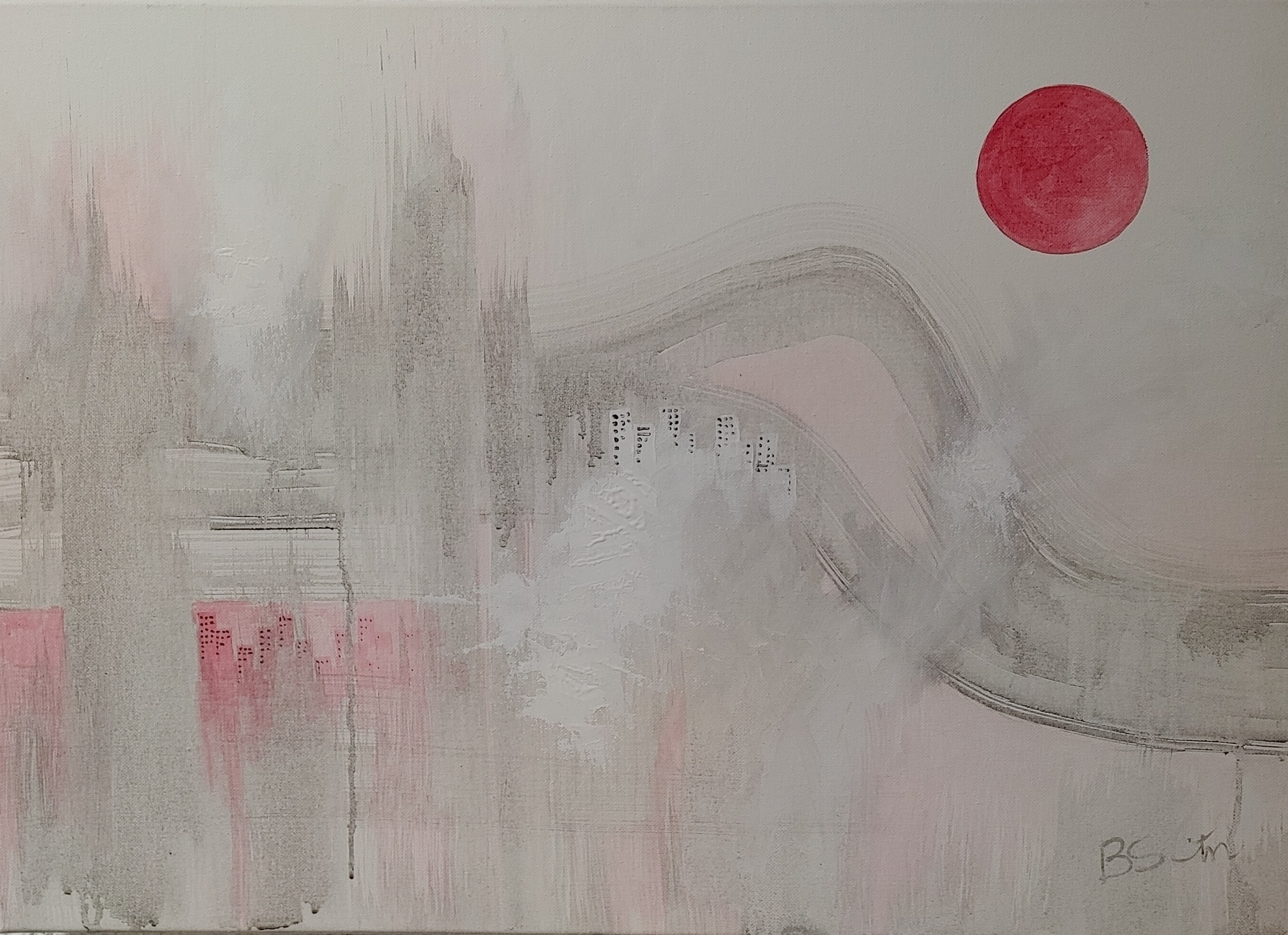 Alien Abstract Grey White Red