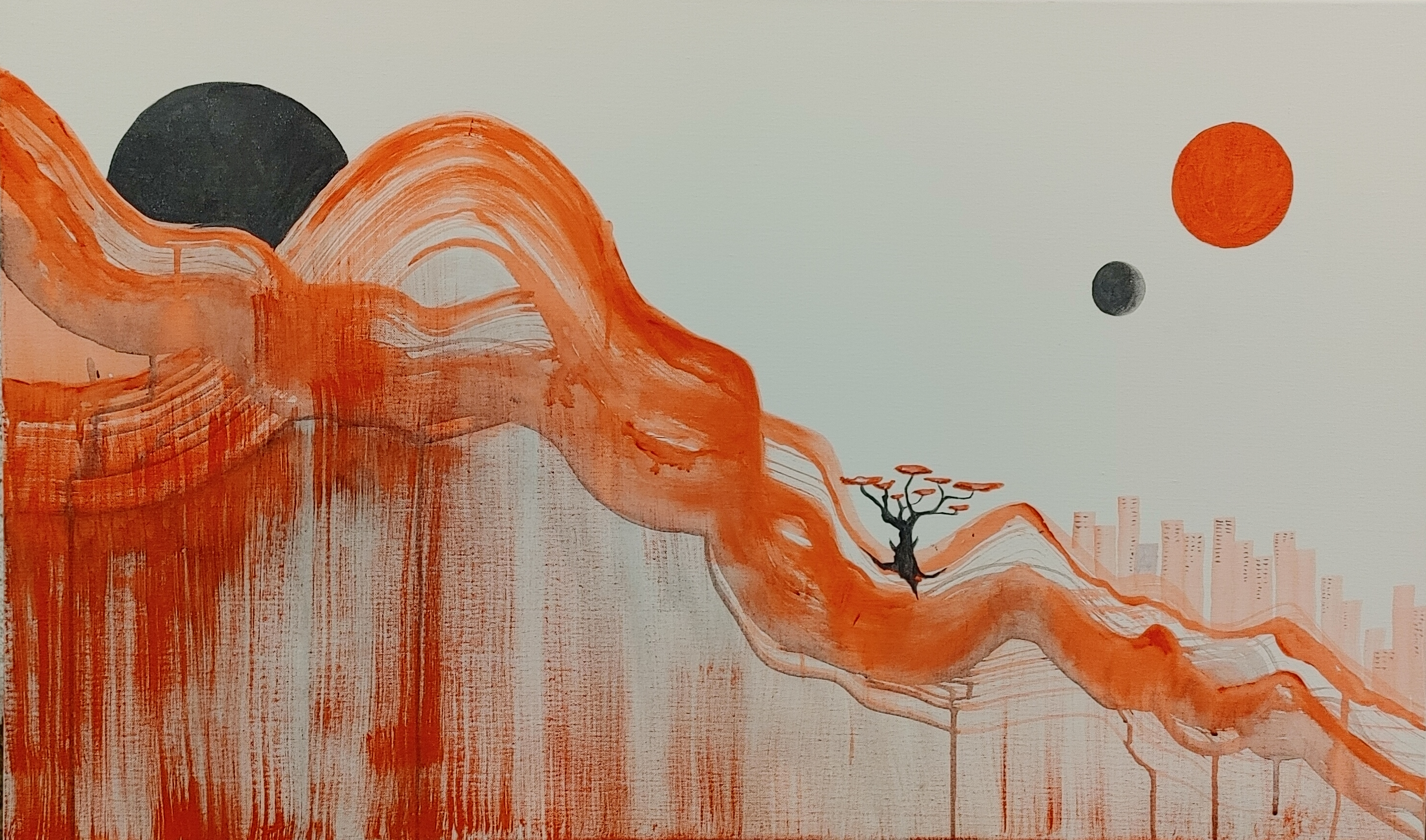 Alien Abstract Orange Black