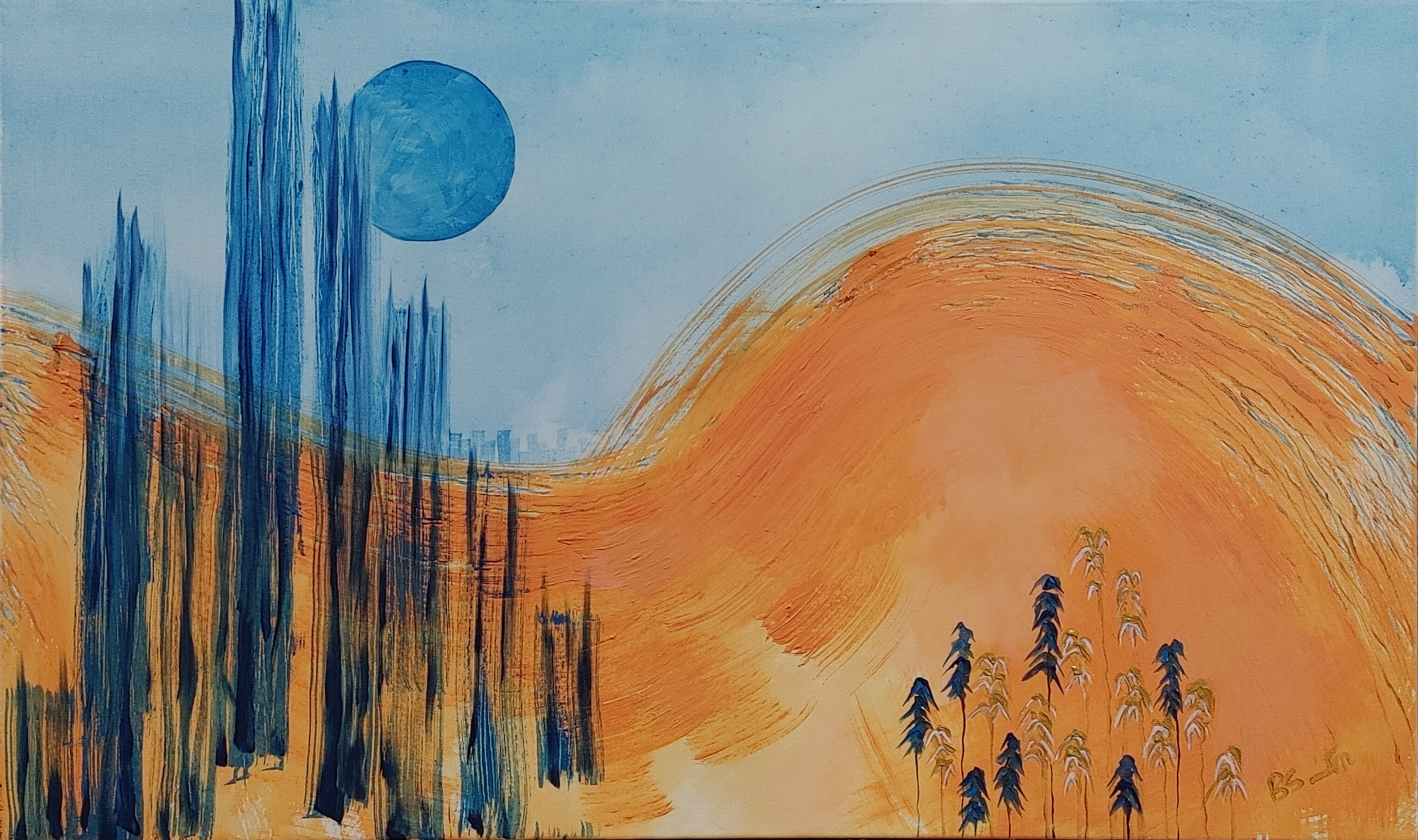 Alien Abstract Orange Blue