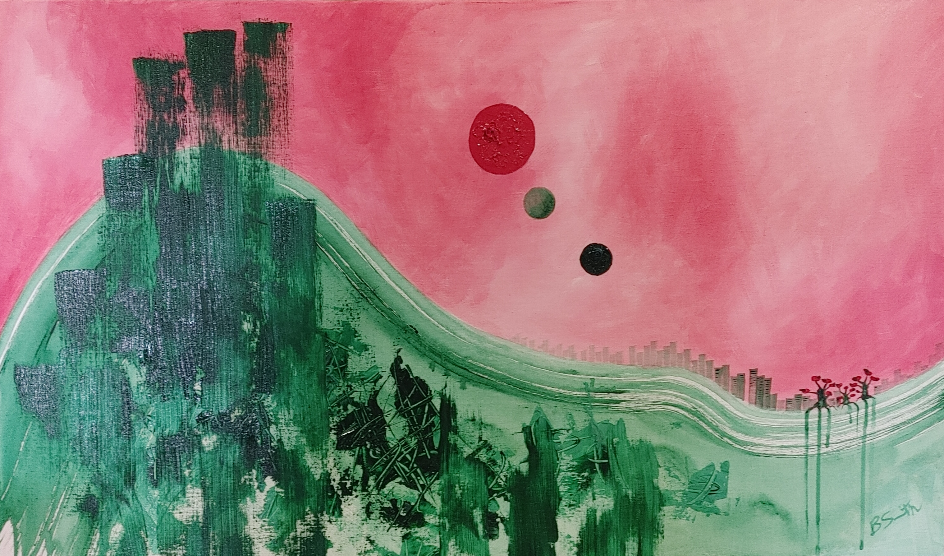 Alien Abstract Red Green